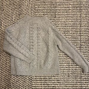 J. Crew Cable Knit Grey Mock Neck Sweater
